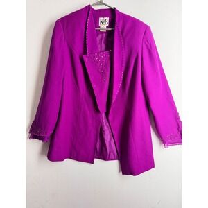 KB Kelly Louise Fox Purple Embellished Blazer Set Women 14W Formal Evening